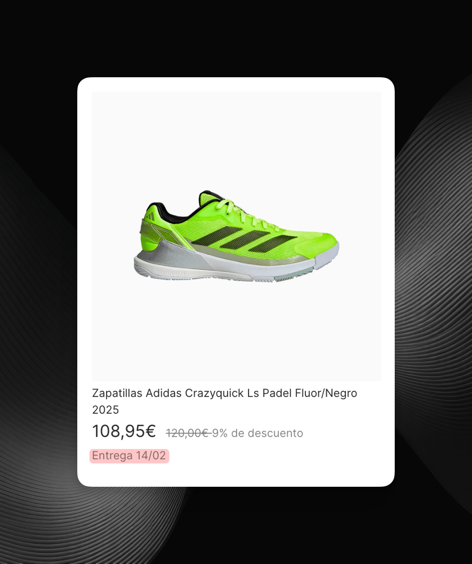 Padel Pro Shop dynamic delivery-date estimate calculated from inventory and warehouse working days